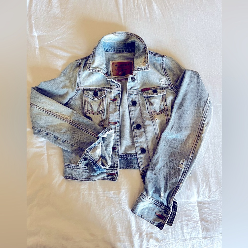 Medium wash denim jacket, size M by Hollister